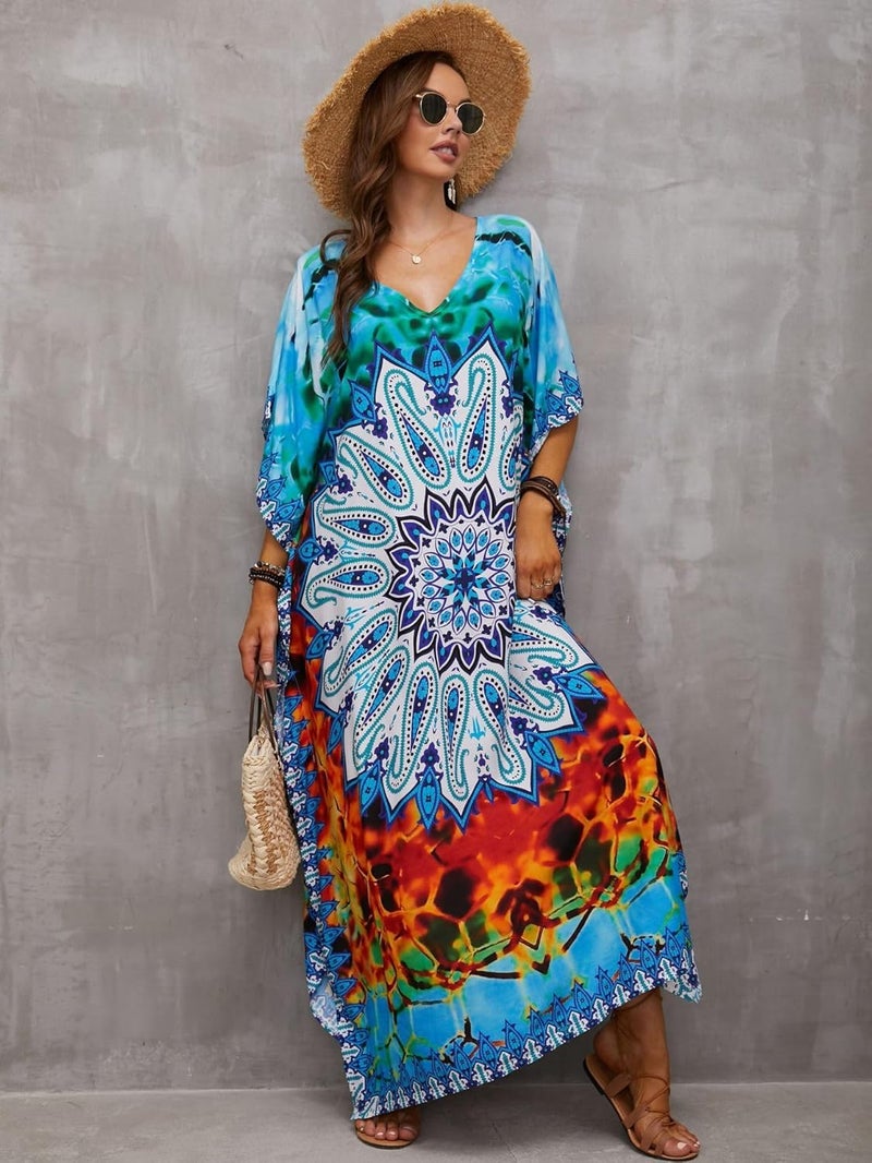IMAGEKOPE Kaftan Dresses for Women Plus Size Bathing Suit Cover up Caftan Maxi Beach Dresses - Image 3